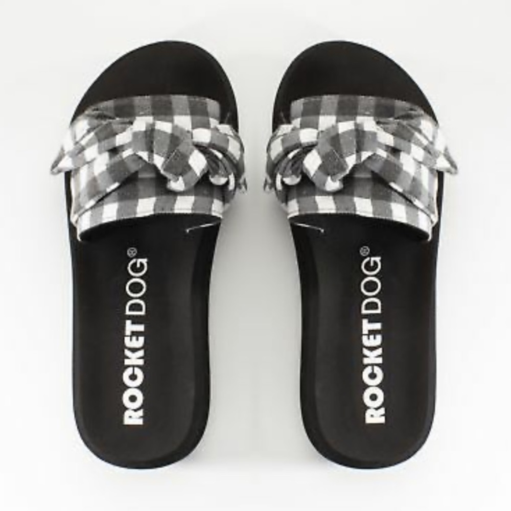 ROCKETDOG Black & White Checkered Slip-on Sandals